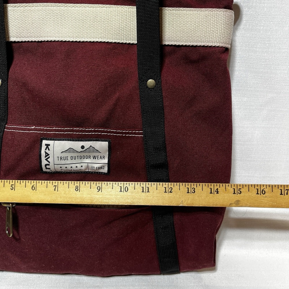 Kavu True Outdoor Wear Canvas Tote Shoulder Bag With Backpack Straps Burgundy - Picture 3 of 16